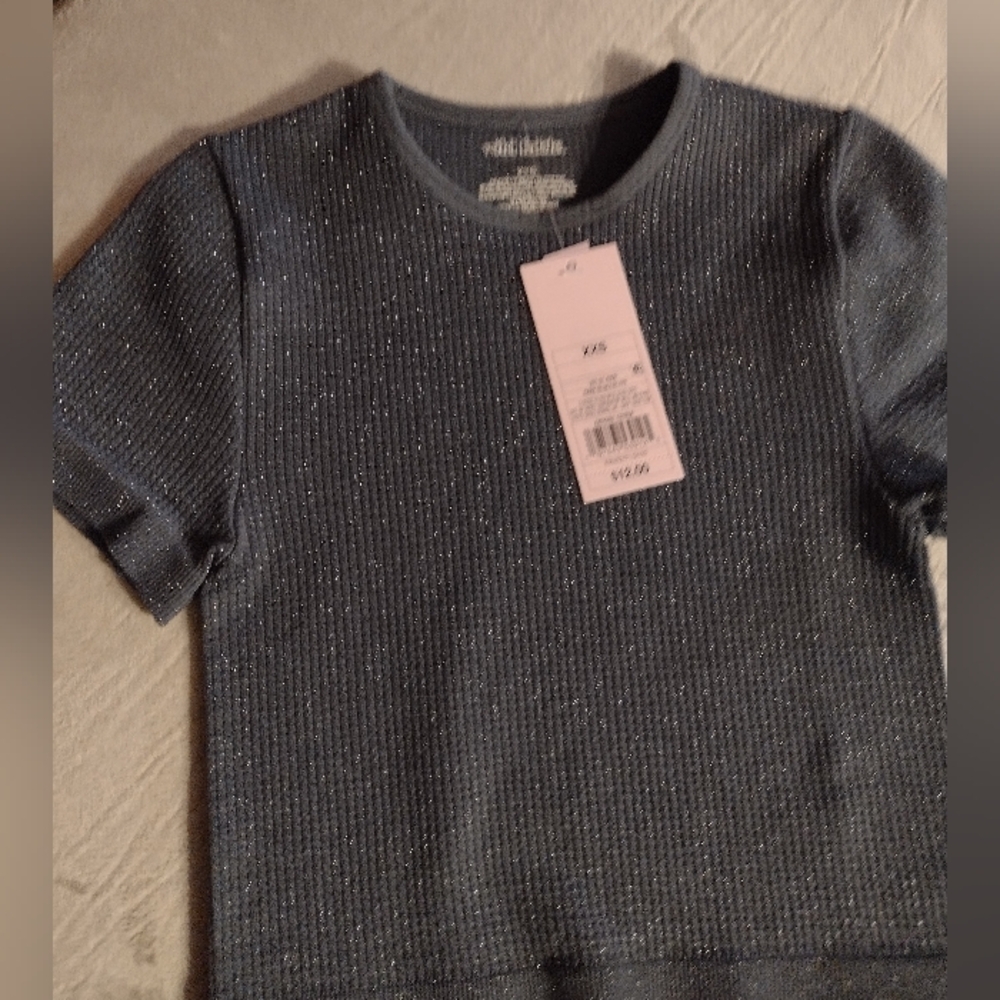 WILD FABLE Seamless Baby Tee, XXS Metallic Navy 🆕